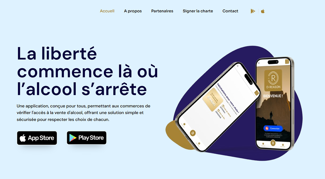 Site vitrine O-reason présentant les services d'une agence spécialisée dans les solutions pour commerces