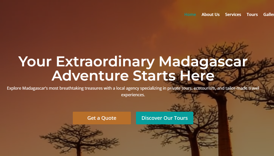 Site vitrine de l'agence de voyage Nomadagascar Travel spécialisée dans les circuits touristiques à Madagascar