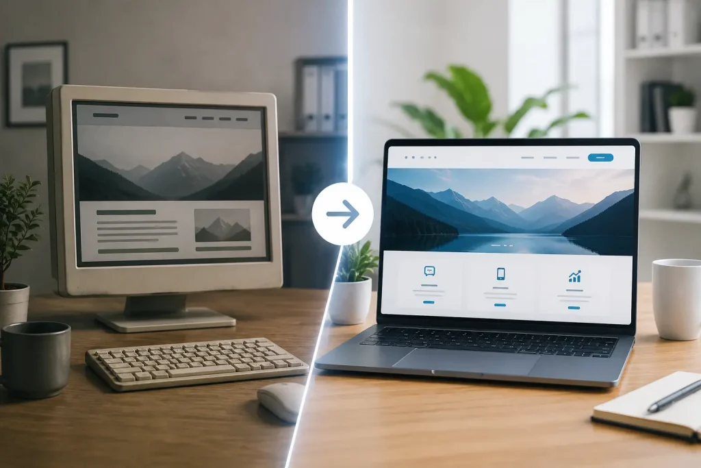 Illustration d'une refonte de site web vers un design moderne